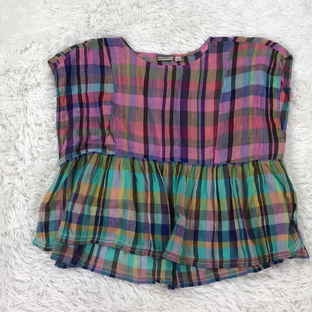 Holding horses medium plaid flowy top